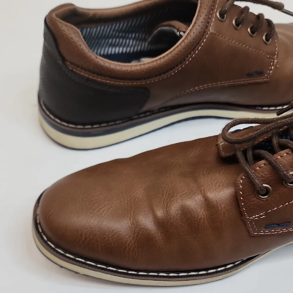 Nunn Bush Brown Leather Lace-Up Oxford Shoes Comfort Gel Size 9.5